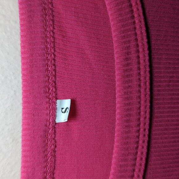 Pink Ribbed Long-Sleeve Crewneck Stretchy Rayon Shirt No Brand Women's Size S - Picture 2 of 4